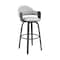 Armen Living Daxton 30" Gray Faux Leather and Black Wood Bar Stool LCDXBABLGR30 - alternate 1